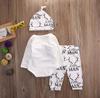 Nyfødt Baby Gutter Reinsdyr Topp Romper Bukser Legging Hat Xmas Outfits Sett Klær