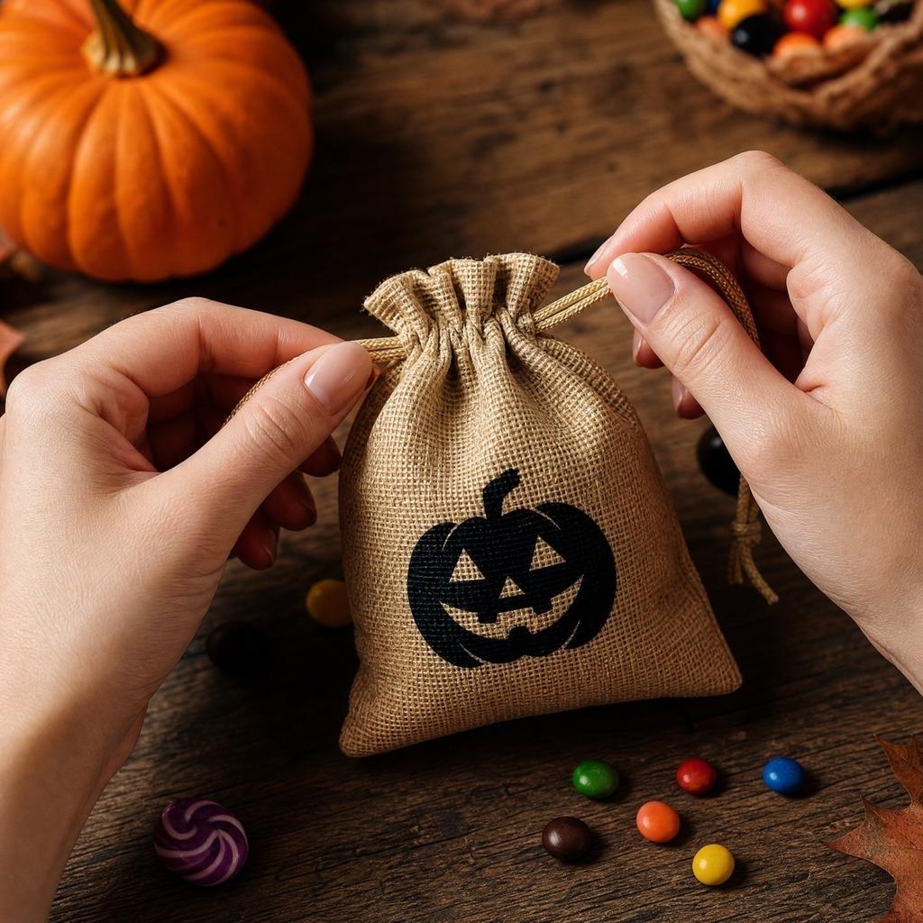 6-Pack Halloween Drawstring Bags for Party Candy Fillers Gift Storage