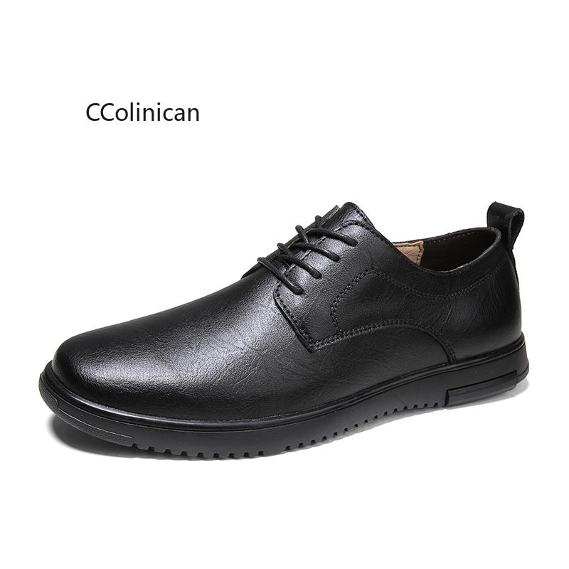 Male Lazy Business Sneakers Flexible Leather Men Handmade Casual Shoes Work Office Lace-up Leisure Dress Shoes Men Big Size