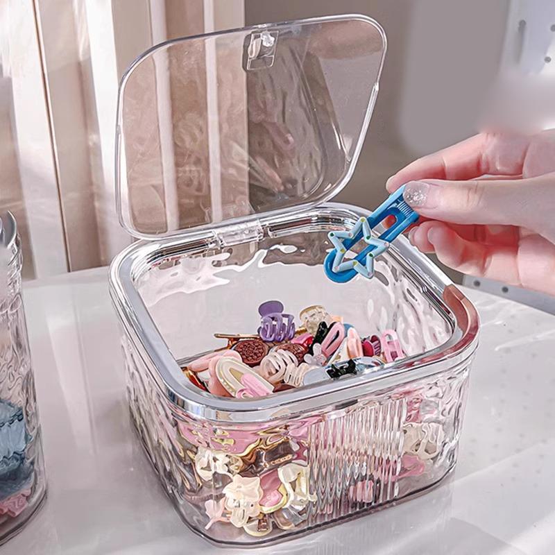 Hair Accessories Organizer Storage Box Clear Acrylic Hair Tie Organizer For Headband Laundry Pods Container Desk Organizer