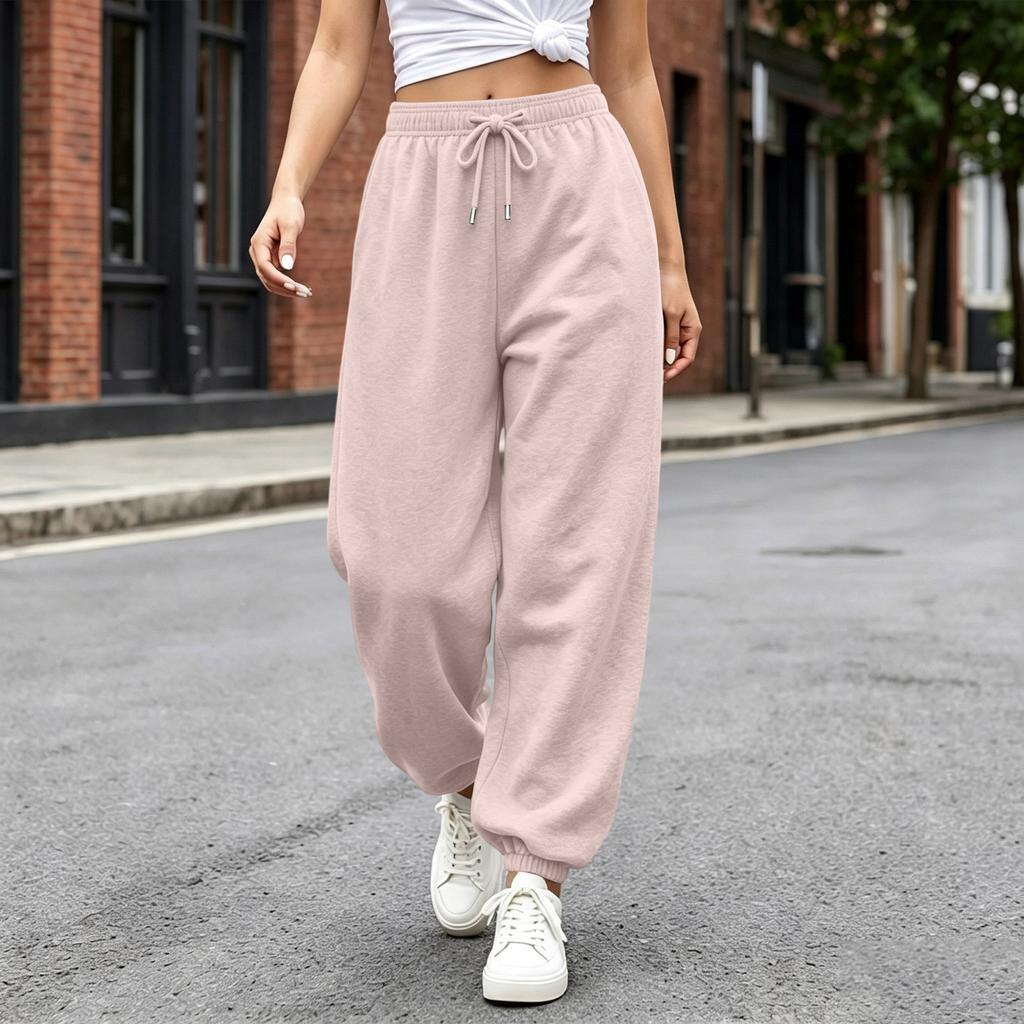 Pantalones Casuales para Mujer con Dobladillo, Ajuste Holgado, Pantalones de Chándal de Color