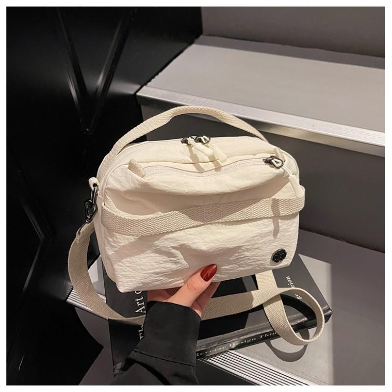 Waterproof Travel Camera Crossbody Bag Outdoor Cycling Hiking Daily Use Lightweight Nylon Shoulder Ivory