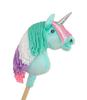 Cavalo de Pau Unicórnio em um Pau, Pequeno, Menta, com Crina Colorida e Chifre Prateado