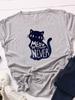 Meow or Never Cat Print Women T Shirt Short Sleeve O Neck Loose Women Tshirt Ladies Tee Shirt Tops Clothes Camisetas Mujer