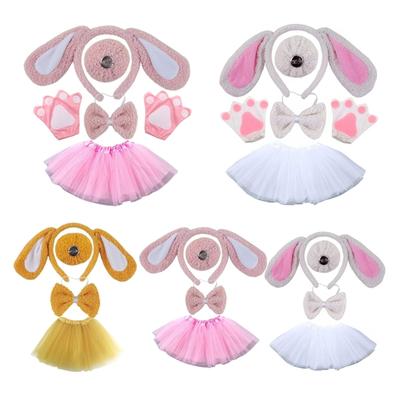 Dog Costumes Set Dog Ear Headbands Tail Bows Tutus Nose Glove Animal Cosplays Costume for Halloween Christmas Party