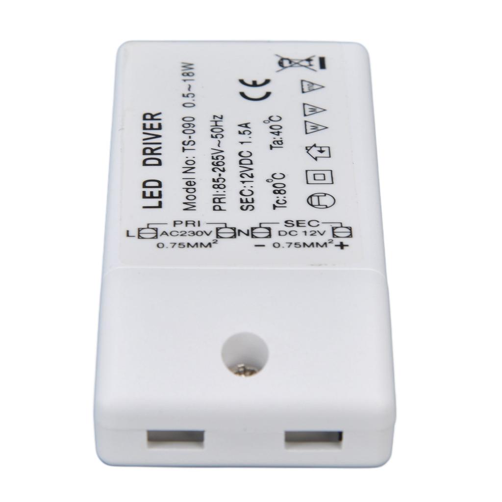 LED Transformer 18W 12VDC 1.5A Constant Current LED Driver for Cabinet Light DIY Lamp AC 85‑265V