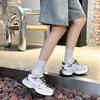 Fashion dad shoes women's spring trendy leather mesh breathable casual platform sneakers