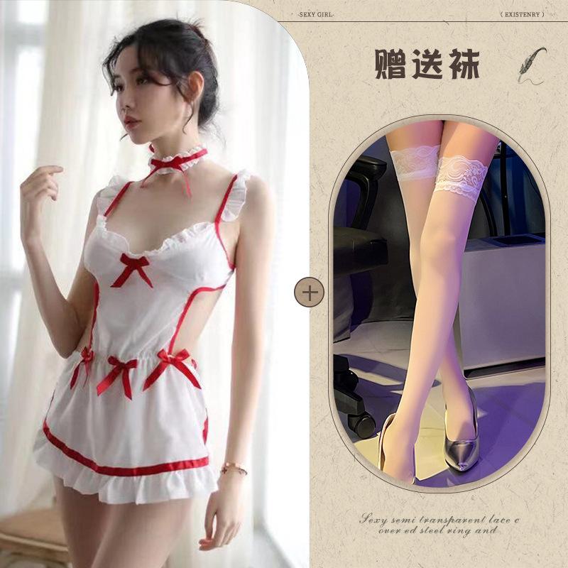 European and American sex underwear, uniform temptation women's sex pajamas, maid nurse belly pocket underwear set