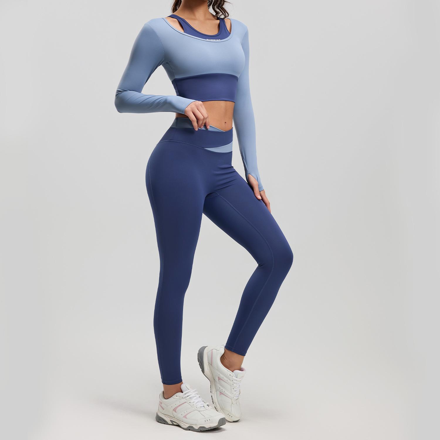 

Spring/Summer 2026 Nude Feel Two-Piece Yoga Suit Set - No Bra Needed Pilates Training Wear L