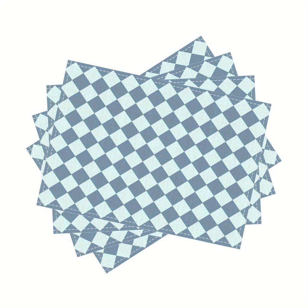 4/6/8/10pcs Korean-Style Fresh & Simple Checkered Placemats Stain-Resistant Kitchen Coasters Coffee Coasters