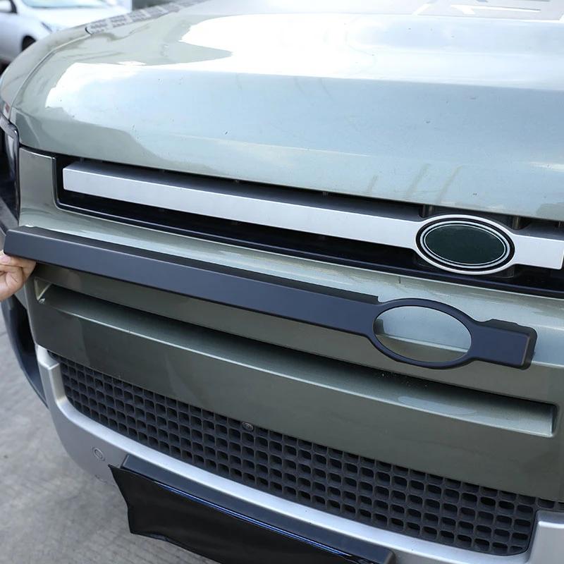 For Land Rover Defender 90 110 130 2020-2024 ABS Carbon Fiber Car Front Grille Trim Cover Car Accessories