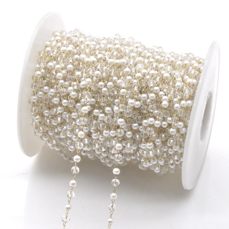 

Комплект украшений своими руками из жемчужно-кристаллической медной цепочки: Аксессуары для заколки-кисточки, бисерной распорки, зажима и цепочки из бусин 3 mm