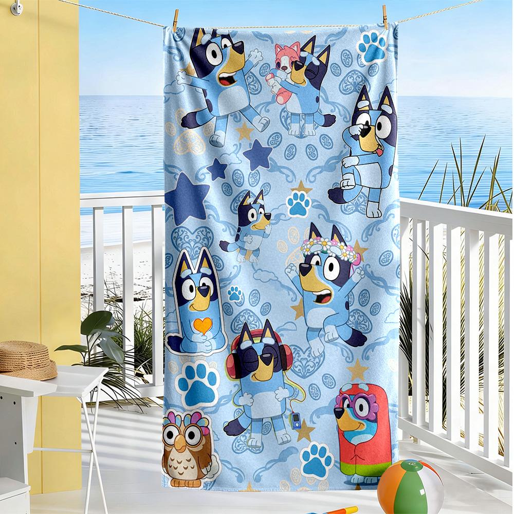 Bluey Beach Towel Soft Durable Quick-Dry Comfortable Lightweight Ideal for Travel, Outdoor, Swim, Pool, Yoga, Surf, Camping, Hiking, Gym, Gift, Holida