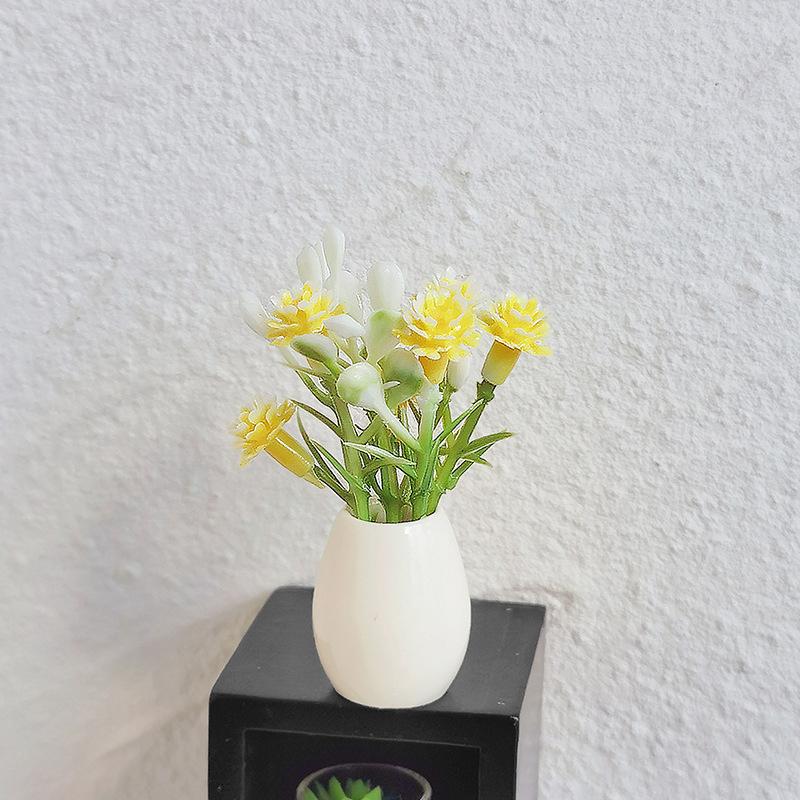 

1/12 Dollhouse Mini Flower Potted Plants Model Doll Home Micro Landscape Garden Bonsai Decoration Dolls House Decor Accessories жёлтый