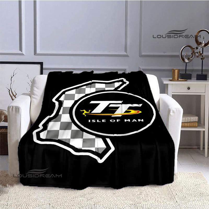 Motorcycle Isle of Man Tt Printed Blankets Flannel Warm Blanket Soft Cozy Blanket Travel Blankets Bed Linings Birthday Gift