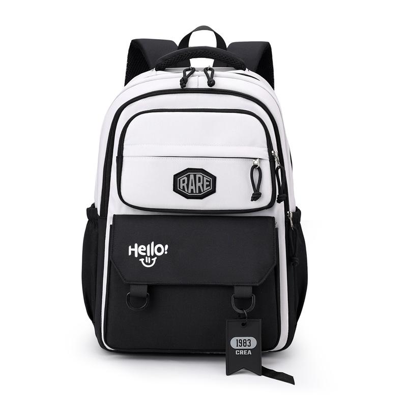 

Men s Large Capacity Backpack Color Contrast Student Schoolbag Women s Travel Backpack чёрный/белый