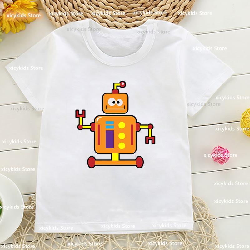 Tshirt for Boysgirls Cartoon Robot Graphic Printed Toddler Tshirt Fashion Harajuku Boys Girls Universal Clothing Dropshipping