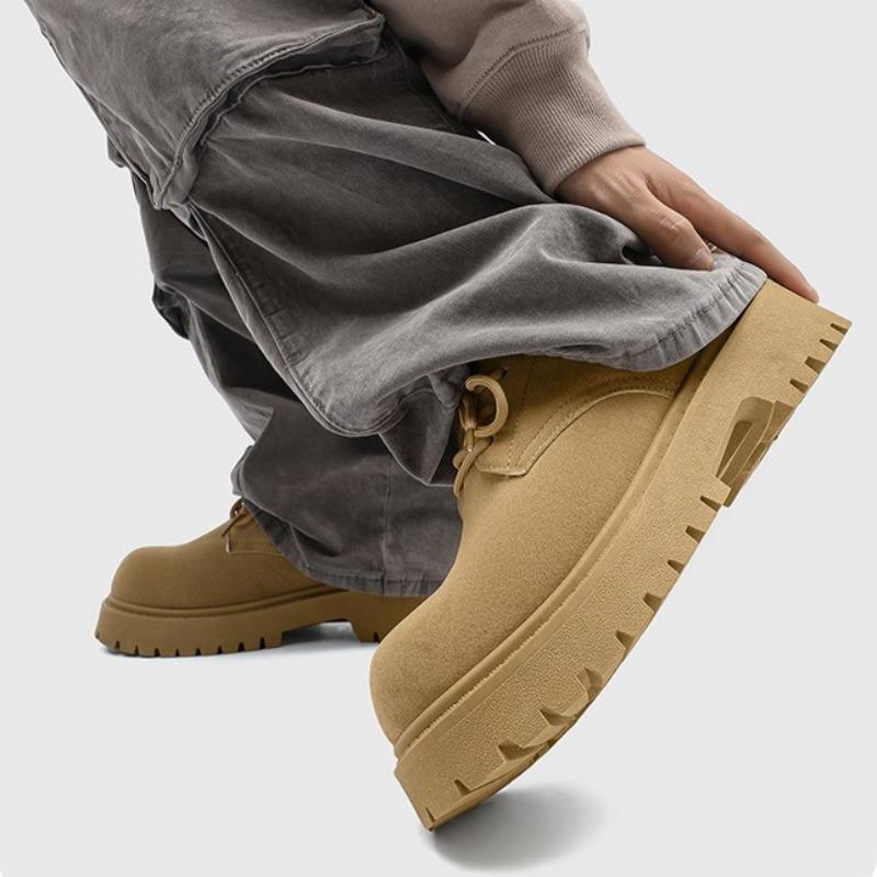 Shoes for Men Retro Tooling Men Shoes British Round Head Derby Shoes Low-Top Fashion Casual Thick Sole Mens Shoes Zapatos Hombre