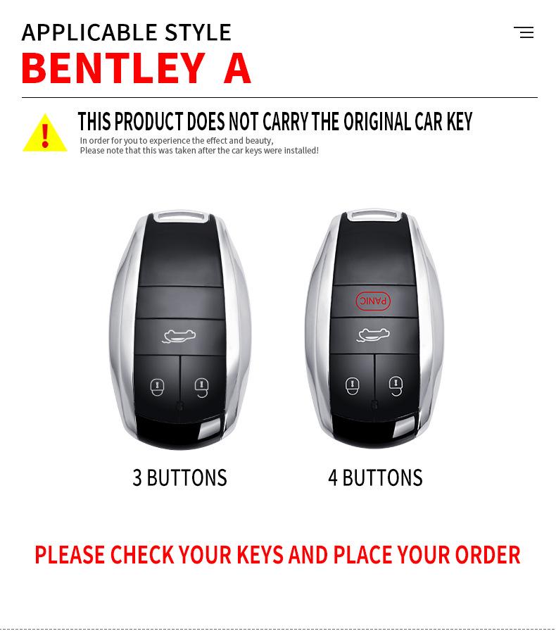 High-End Zinc Alloy Key Case for Bentley Flying Spur, Continental GT, and Bentayga PHEV