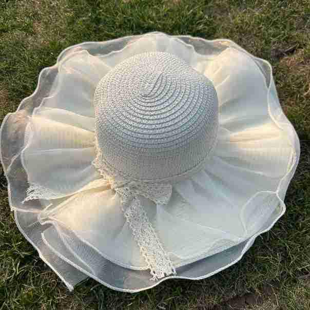 Dames Stro Zonnehoed met Brede Rand - Opvouwbare Strand- & Vakantiehoed