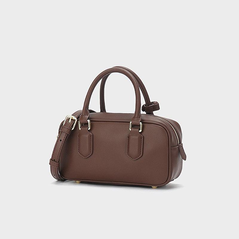 Bowling Bag Boston Pillow Bag Genuine Leather Lady's Hand-held Crossbody Bag Small Square Bag