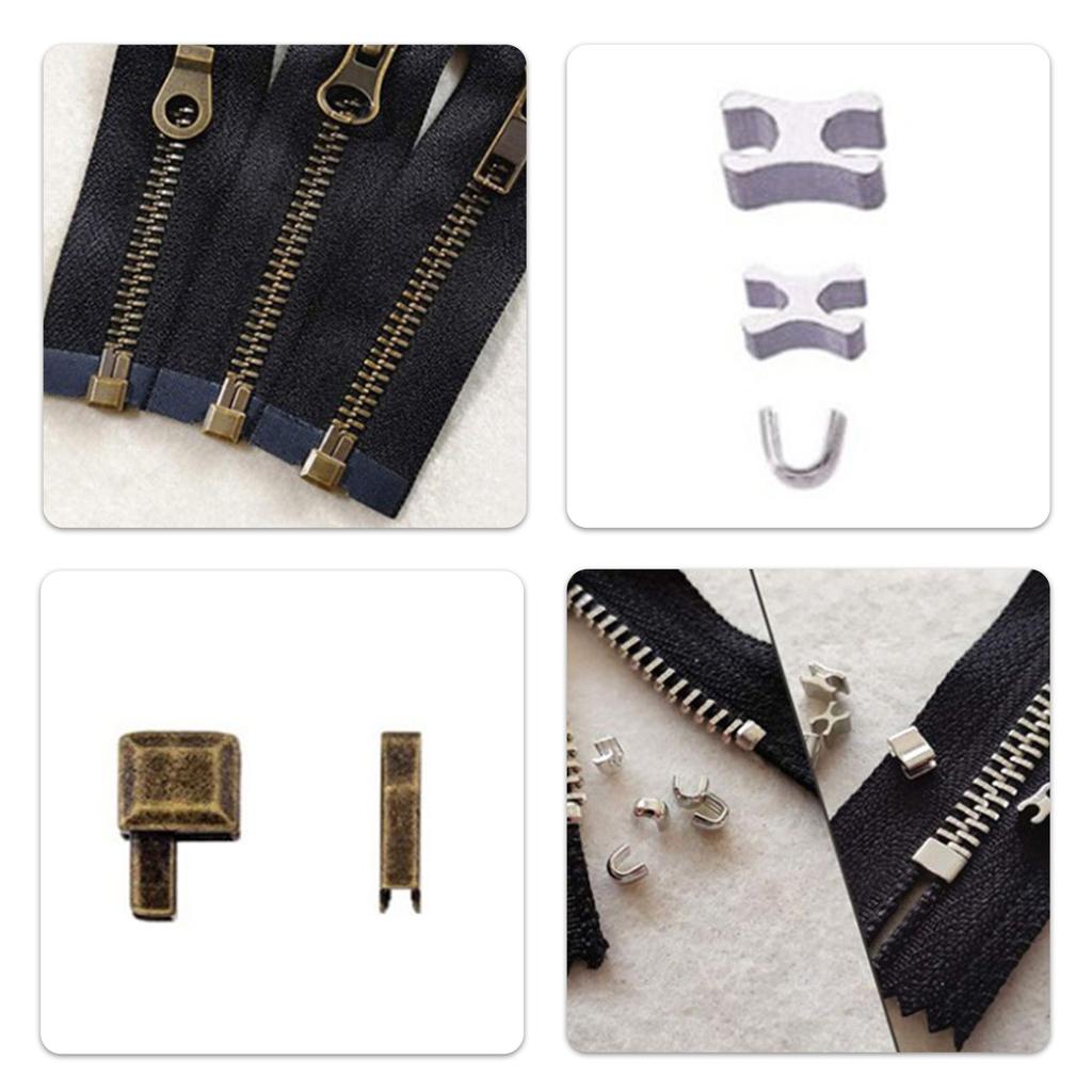 Metal Zip Repair Set Zippers Repair Tool Insertion Pin Zippers Bottom Zippers Stopper For Sewing Clothing Jackets