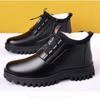 New men's popular business cotton shoes men's leather surface warm velvet thickened shoes high-top waterproof and cold-resistant snow boots