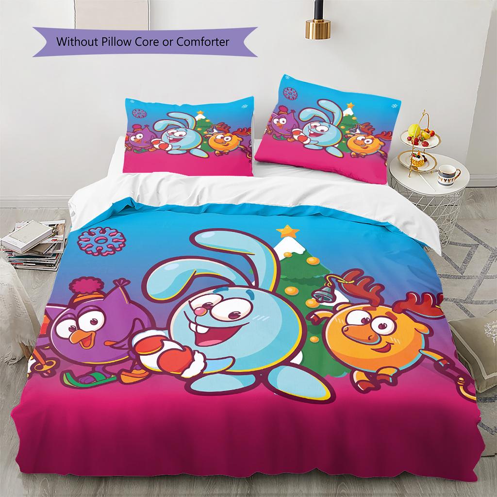 Happy Rabbit Pattern Bedding Quilt Set Home Decoration Gift (1 * Duvet Cover + 2 * Pillowcase Without Core)