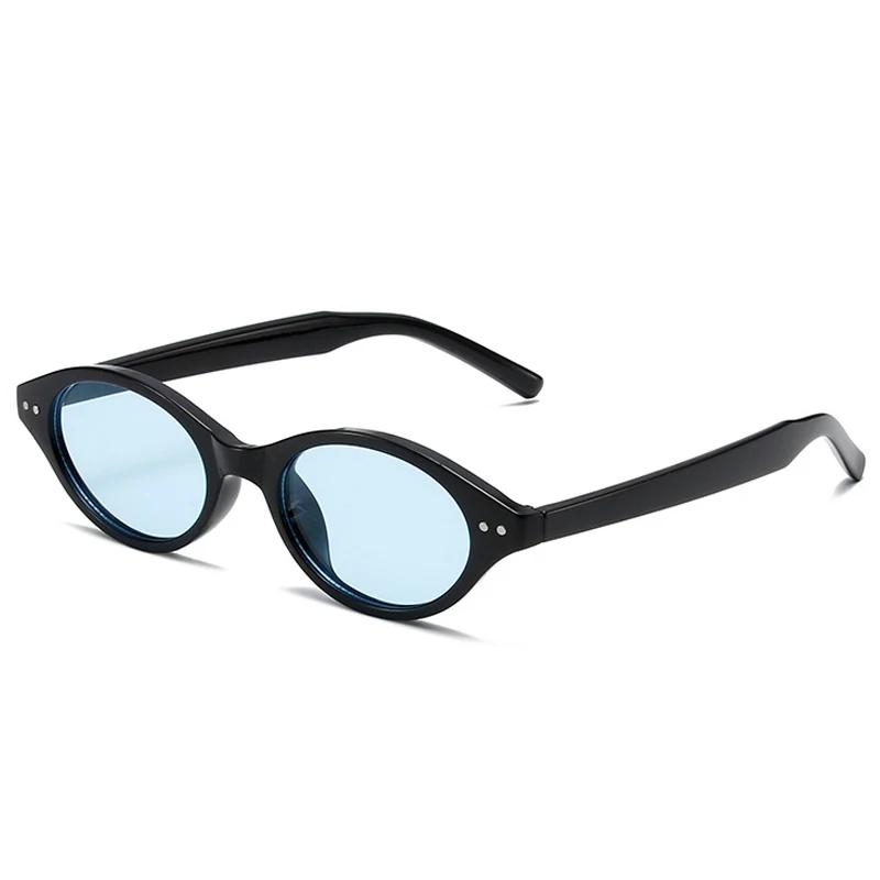 Nowe Małe Owalne Okulary Przeciwsłoneczne Damskie Retro Kolory Cukierkowe UV400 Męskie Modne Nity Okulary Przeciwsłoneczne