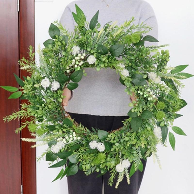 Realistic Artificial Flower Wreath for Front Door Spring Wreath Decoration for Wedding Valentines Indoor and Outdoor Use