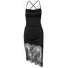 Sleeveless Side Slit Lace Patchwork Backless Cami Maxi Dress Women’S Sexy Elegant Long Dress Party Clubwear Autumn