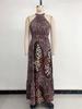 2025 European/American Halter Neck Sleeveless Leopard Butterfly Patchwork Beach Dress