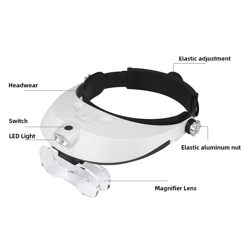 TUNGFULL Magnifier headband glasses magnifier binocular glass headset magnifier glasses with light wearing style Repair Tool