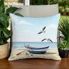 pc D Flat (Pillow Not Included) Seagull Blue Boat Beach Nautical Decor Soft Plush Cushion Case Coastal Living Room Sofa Throw
