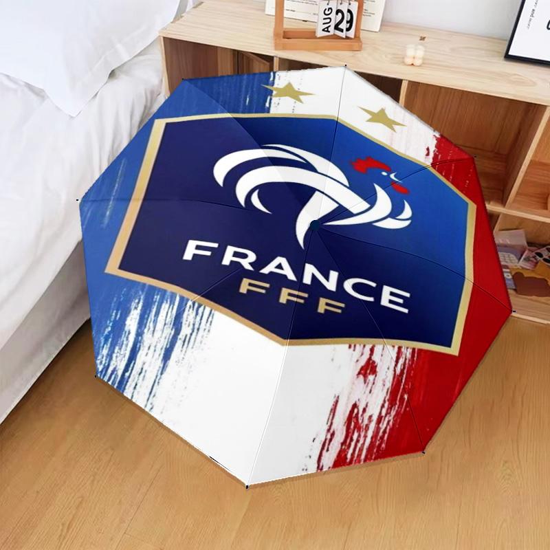 1PC France Soccer Club Emblem Printed Umbrella Folding umbrella, automatic umbrella 8-Frame for Travel, camping Fan gifts Christmas Gifts