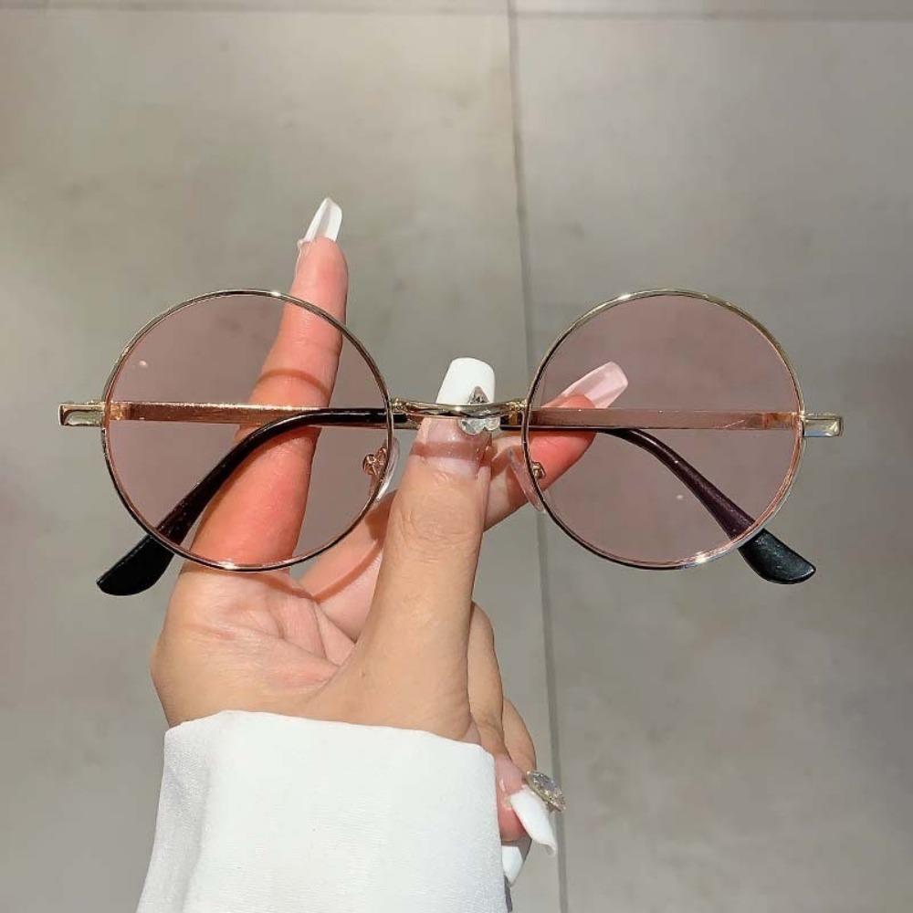 Vintage Round Sunglasses for Women Metal Frame Korean Style Shades