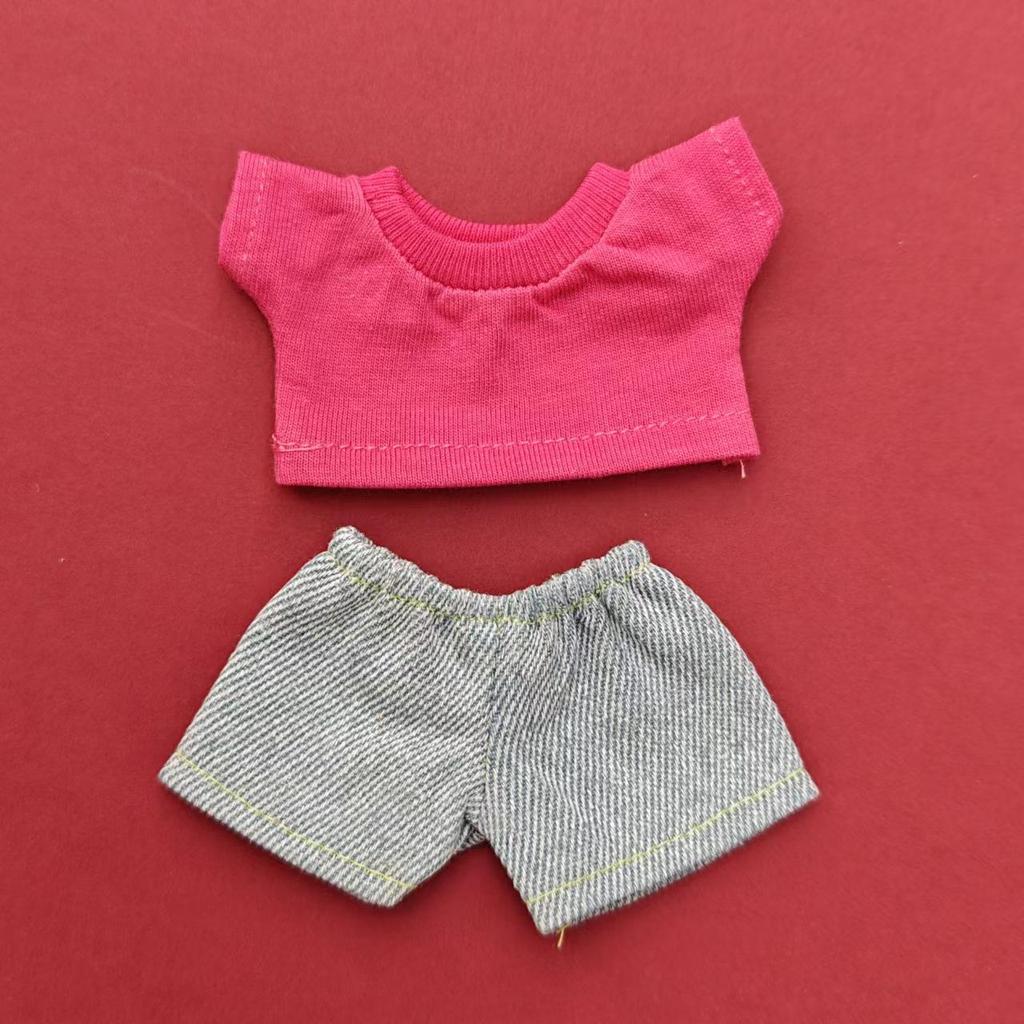 Labubu Keychain Pendant Outfit: Doll Jeans and Short Sleeve Set