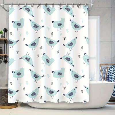 Blue Bird Shower Curtain Waterproof Fabric Bathrooms Decor Set for Home Bathroom Decorations Blue Birds Pattern Shower Curtains
