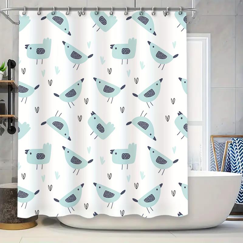 

Blue Bird Shower Curtain Waterproof Fabric Bathrooms Decor Set for Home Bathroom Decorations Blue Birds Pattern Shower Curtains 90x180cm