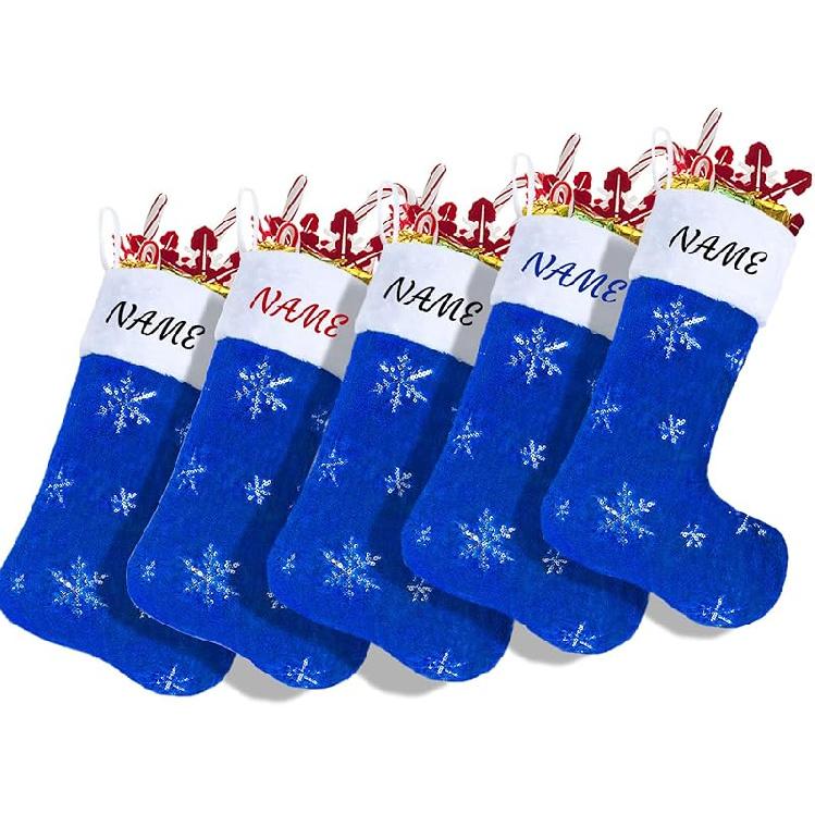 2PCS Plush Christmas Stockings White Faux Fur Large 56cm Deluxe Hanging Xmas Stockings with Silver Sequin Snowflake for Christmas Fireplace