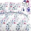 Cotton Bedding 180x200 Satin COTTON Bunches of Flowers Roses Purple and Gray