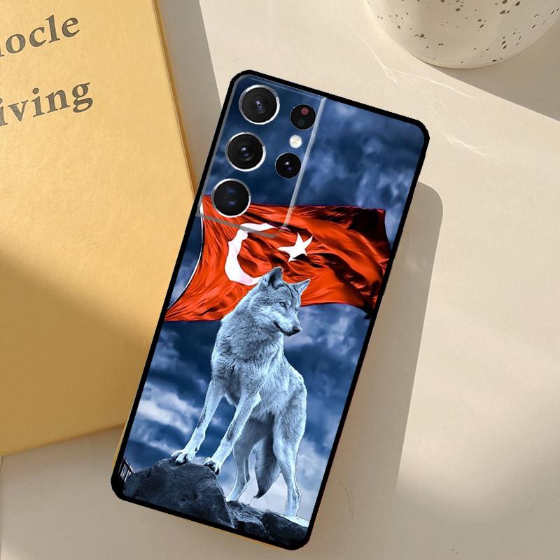 

Turk Wolf Turkey Flag Phone Case For Samsung Galaxy S23 S20 S21 S22 S24 S25 Ultra S9 S10 Plus S25 FE Cover Shell Galaxy S25Ultra