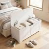 Storage Chest, 136 L, Bench, 2 Safety Hinges, Handle-Free, 100 x 40 x 45 cm, White