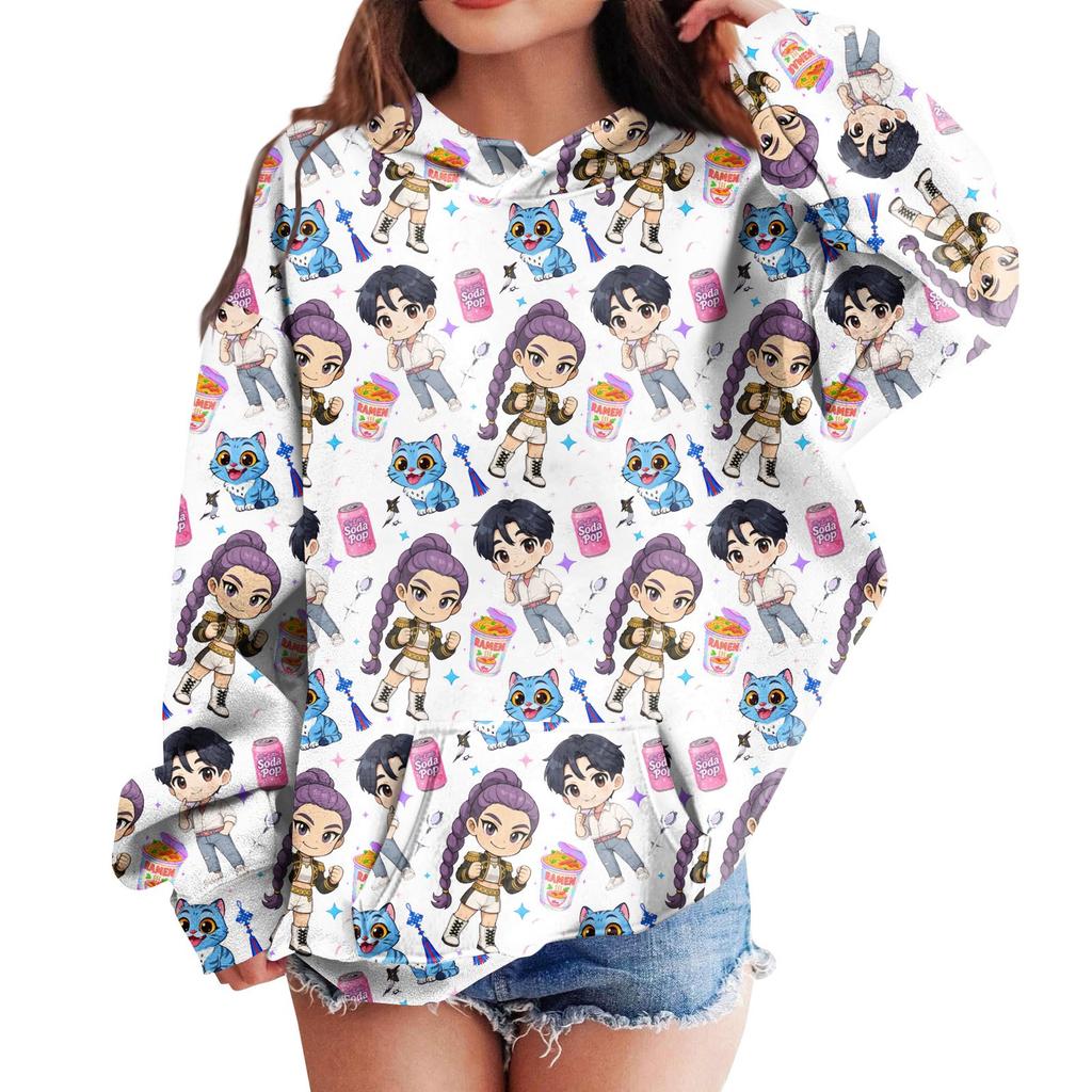 Sweatshirts For Teen Girls Hoodies Long Sleeve Drawstring Pullover Cute Printed Hoodie Top