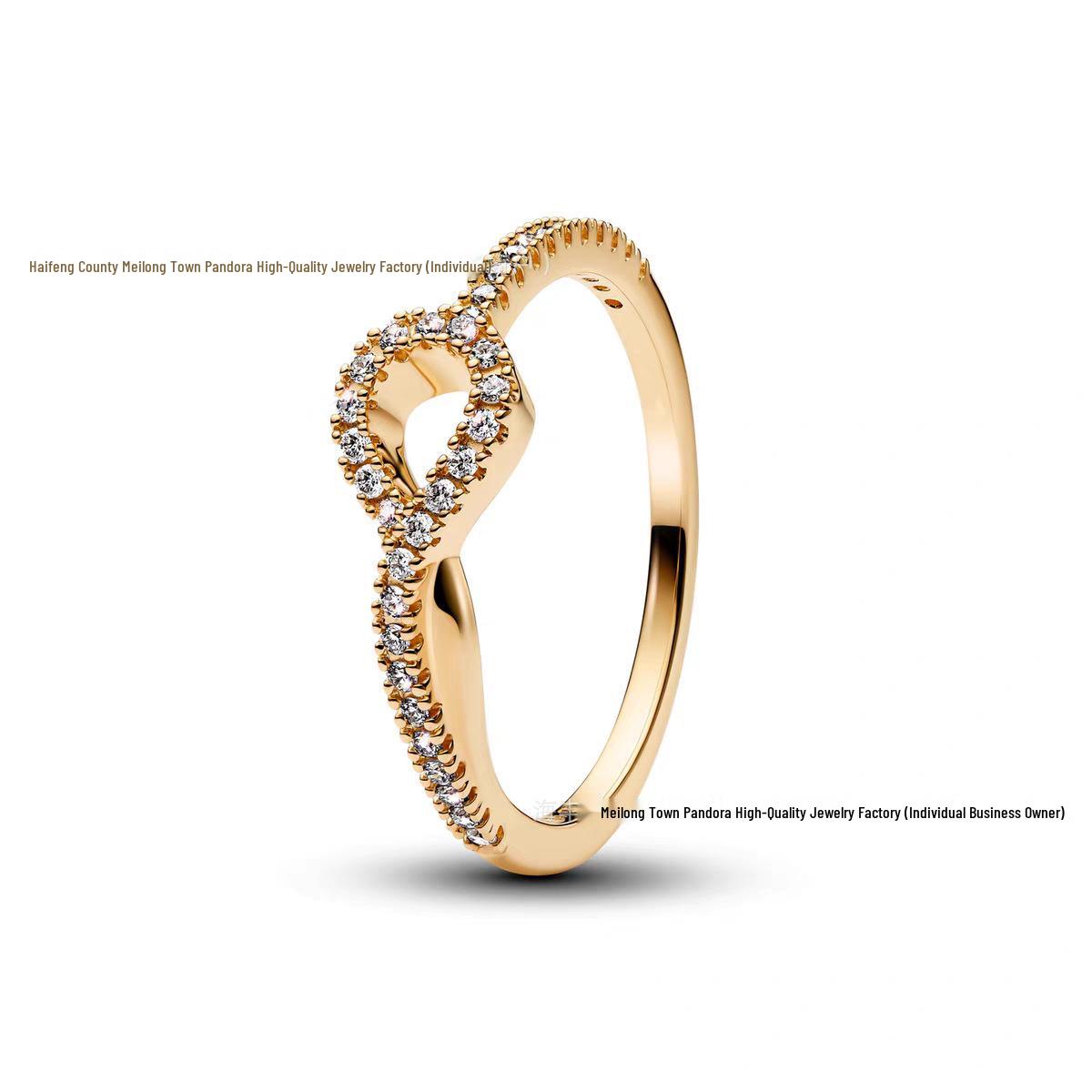 

Pandora S925 Стерлінгове Срібло Золота Корона Серце Парне Кільце Різдвяний Подарунок Size 54