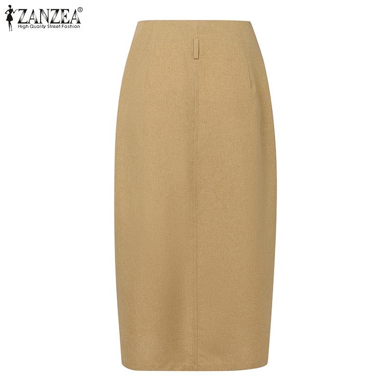 ZANZEA Faldas tubo casuales de color liso para mujer