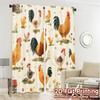 Set Of 2 Flat Printing Curtains Without Rod Rooster Meadow Chic Fabric Curtain Light Filtering Polyester Machine Washable