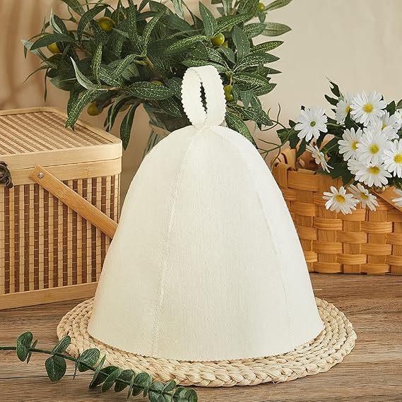 Sauna Hats Felt Sauna Hat Heat Resistant Dry Sauna Cap Wool Felt Shower Cap for Man Bathroom Accessories Home Sauna белый