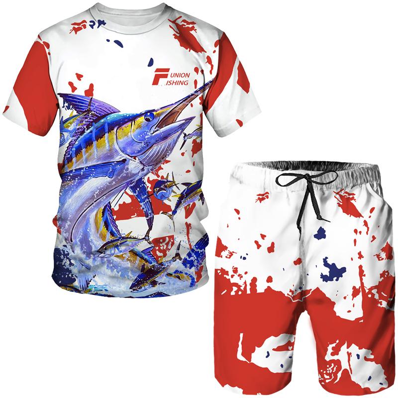 Camo Animal Fish 3D Print T-shirt/pantaloncini/abiti da uomo Harajuku Fashion T-shirt Set Casual Outdoor Hiking Camping Sportswear Outfits
