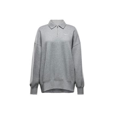 Sportswear Phoenix Fleece Swoosh Long Sleeve Polo Shirt Women Tops Dark-Gray FZ3207-063
